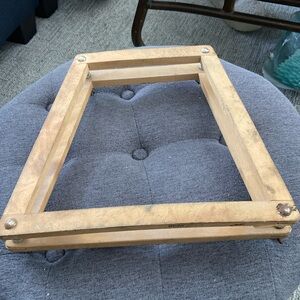 Vintage wooden tennis racket cover with spring screws